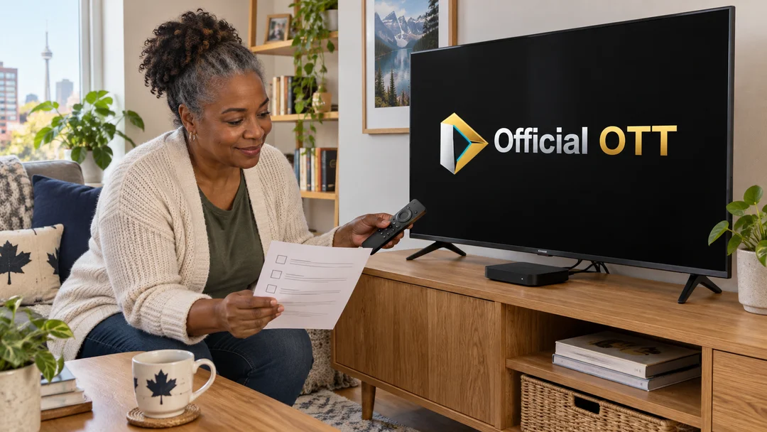 Adult preparing a television and player for an initial setup.