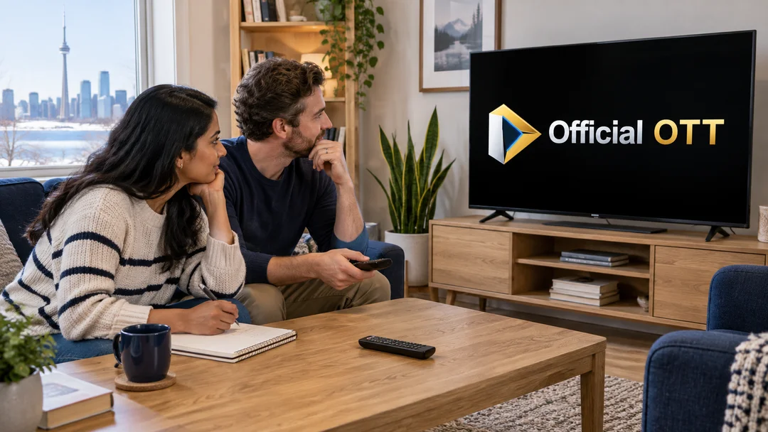 Two adults planning television use with a notebook.