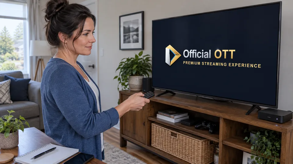 A woman tests her setup’s controls.