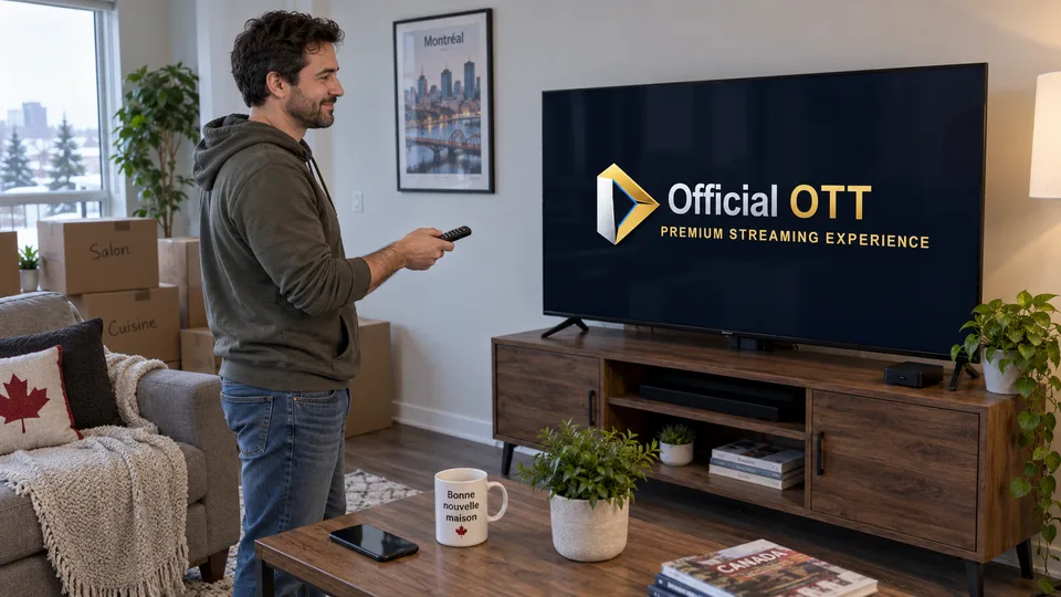 Checking the television in the new living room.