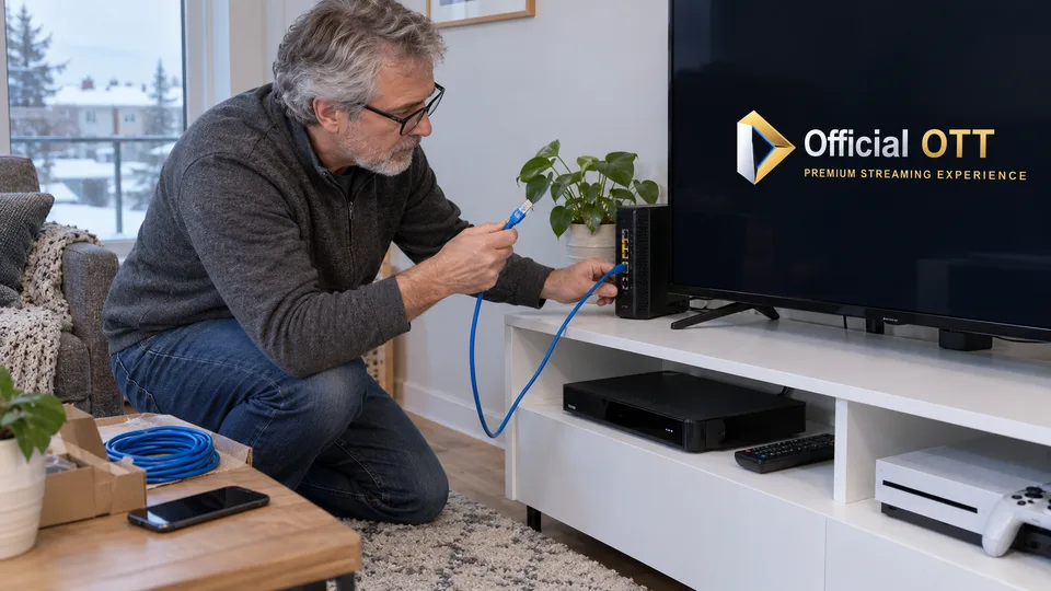 Essai d’une connexion Ethernet dans le salon.