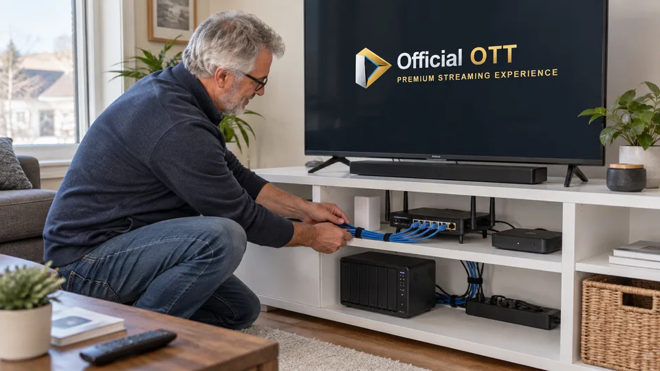 Installation télévisuelle avec les accessoires rangés.