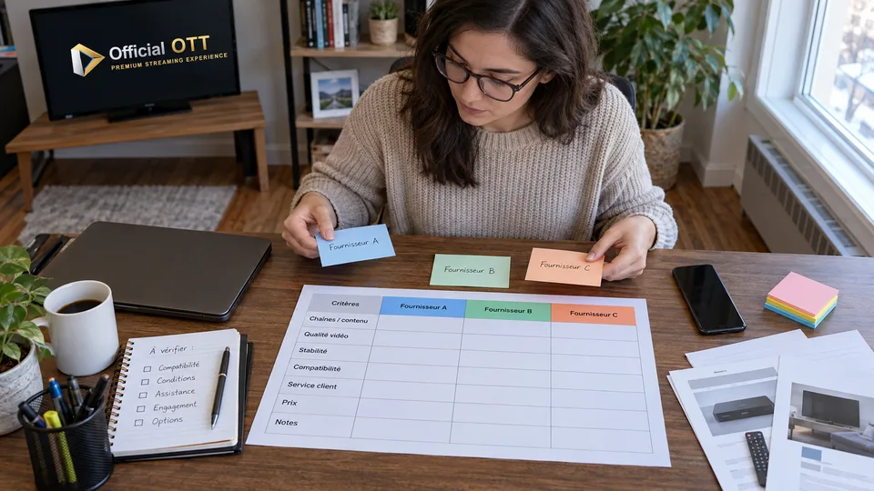 Preparing a comparison grid for fictional providers.