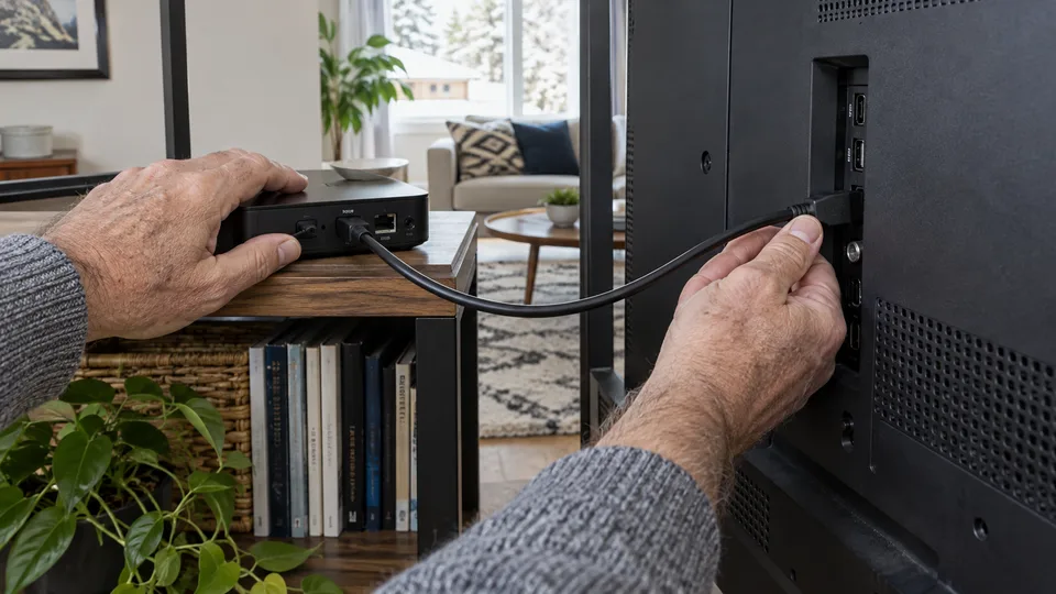 Vérification d’un câble déjà branché entre un lecteur et l’arrière du téléviseur.