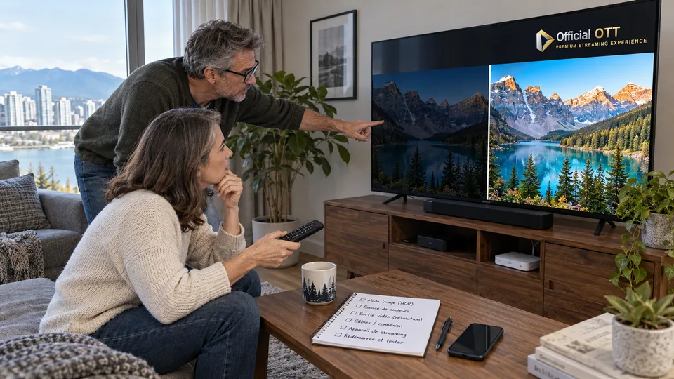 Observation d’une comparaison fictive de luminosité sur le téléviseur.