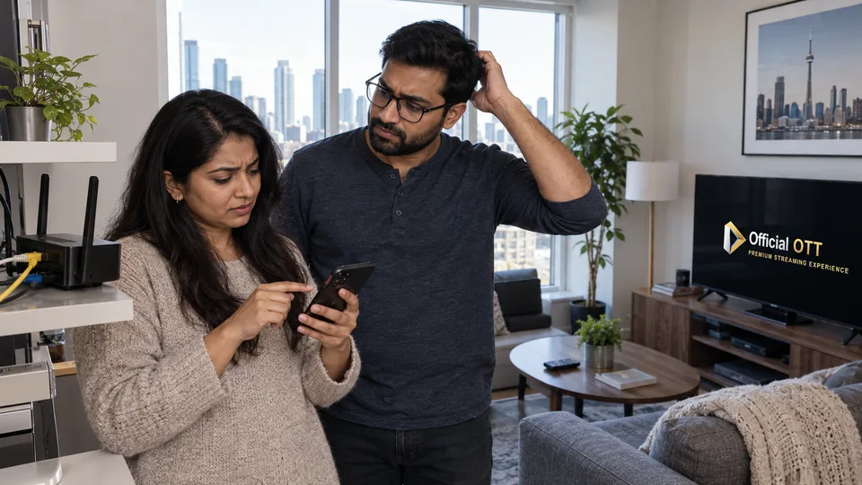 Guests using connected devices in a home.
