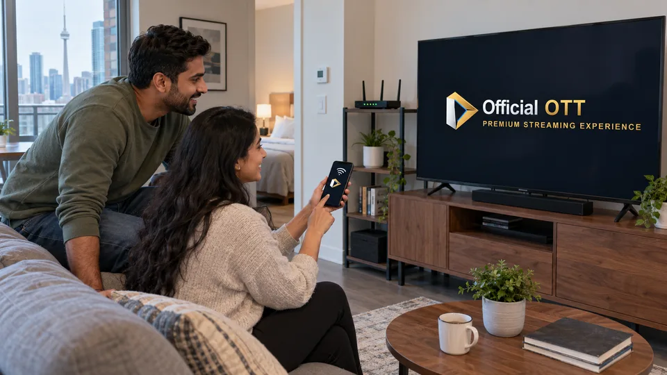 Using a phone with the living-room television.