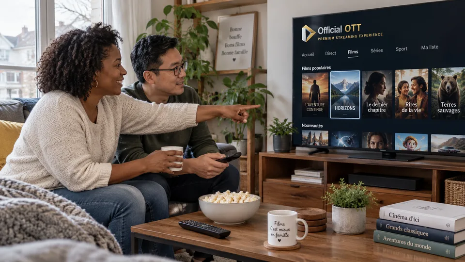 Choix d’un film sur une interface de catalogue fictive.