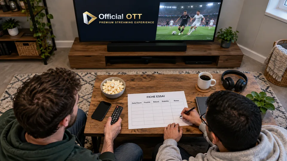 Preparing a trial sheet in front of a fictional sports screen.