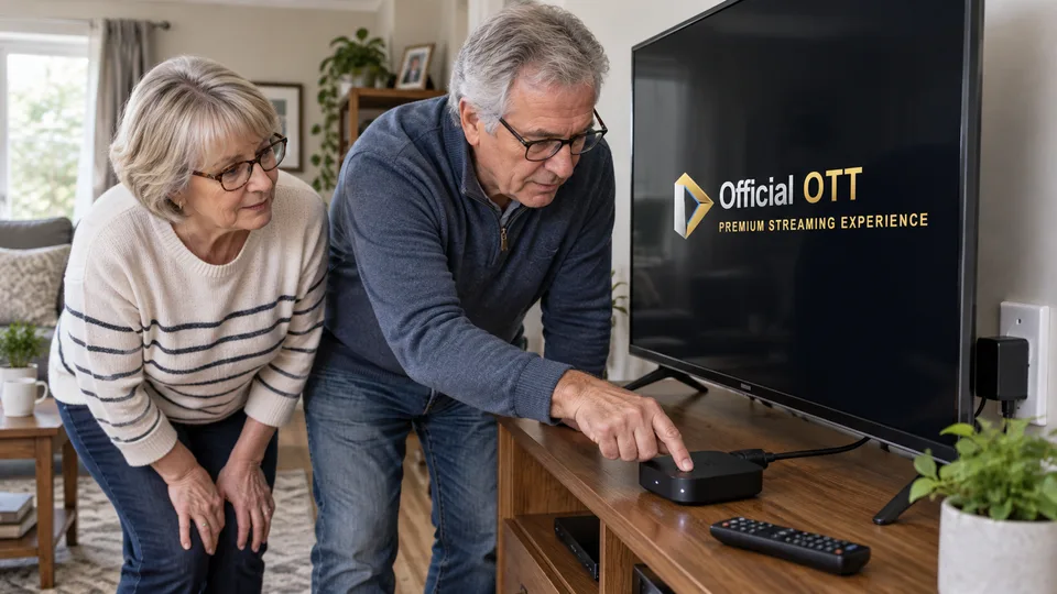 Checking a streaming box’s controls.