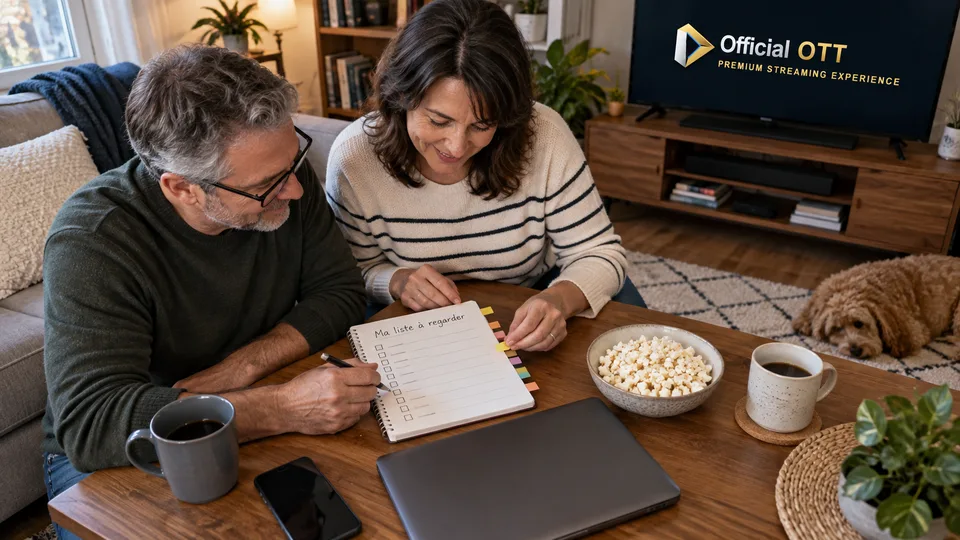 A couple organizes a watchlist.