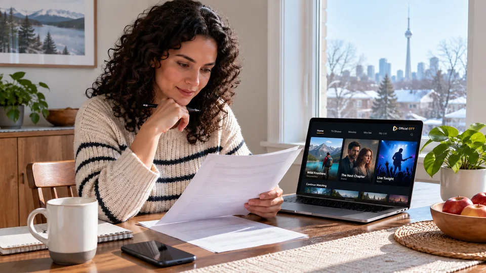 Une lectrice examine des documents avant de prendre une décision
