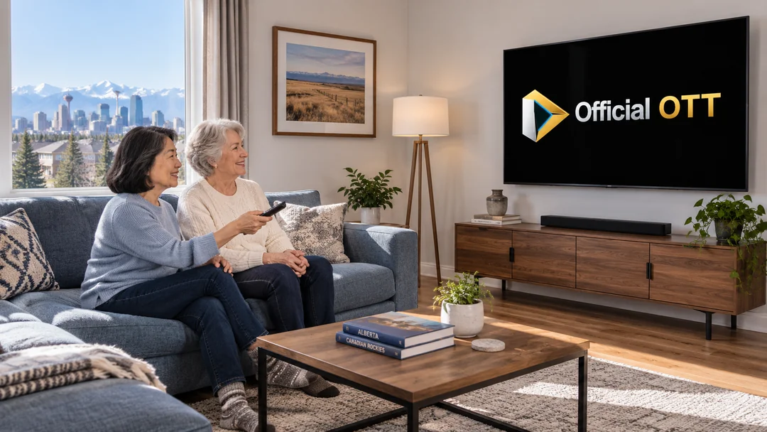 Deux adultes choisissant un programme avec une télécommande dans un salon