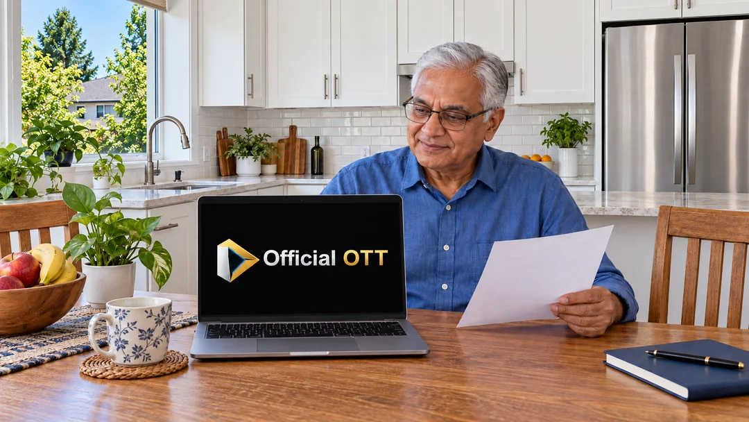 An adult consults a blank sheet beside a laptop