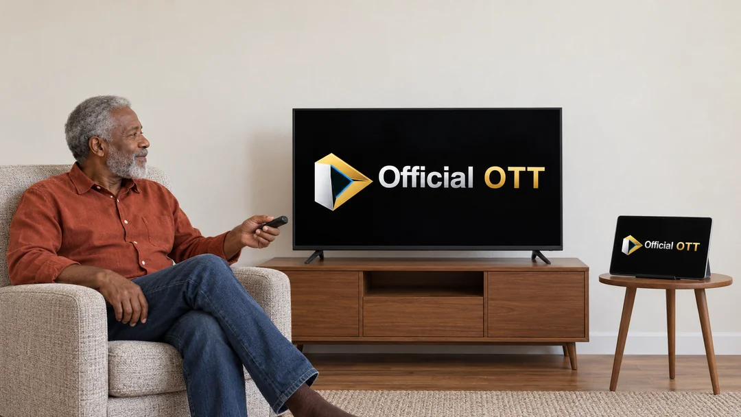 An adult uses a remote near a television and tablet
