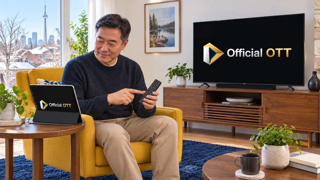 Adulte comparant une tablette et une télécommande près d’un téléviseur