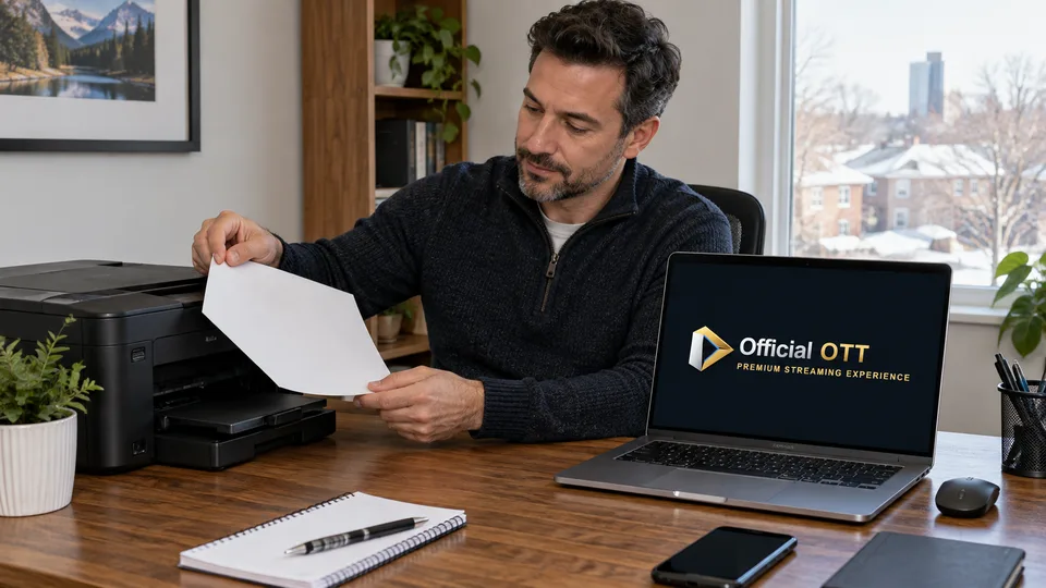 Un homme récupère un document imprimé pour le conserver