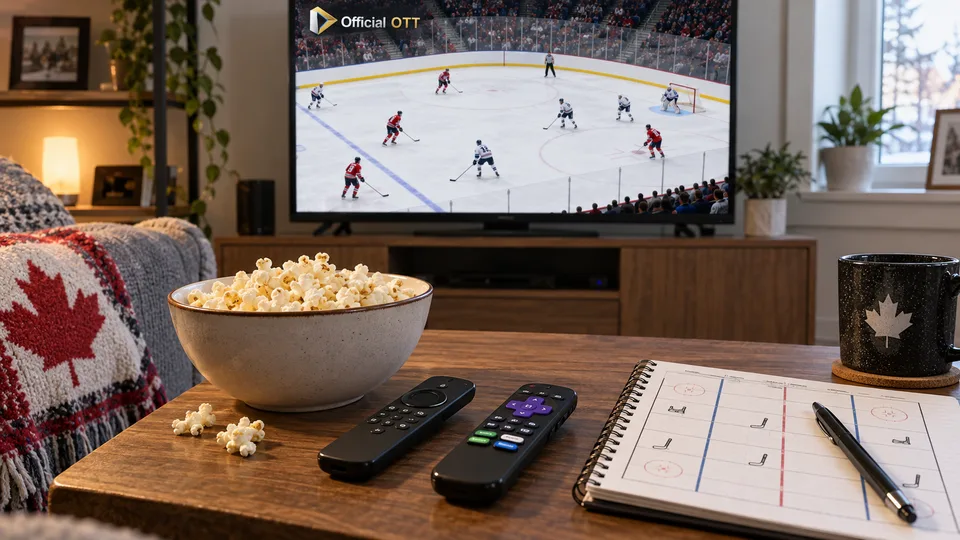 A tracking notebook and two remotes are ready beside the television