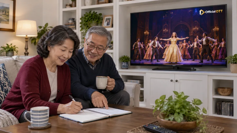 A couple records its choice in a notebook during a fictional musical