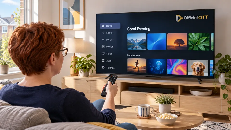 A viewer browses a fictional application menu