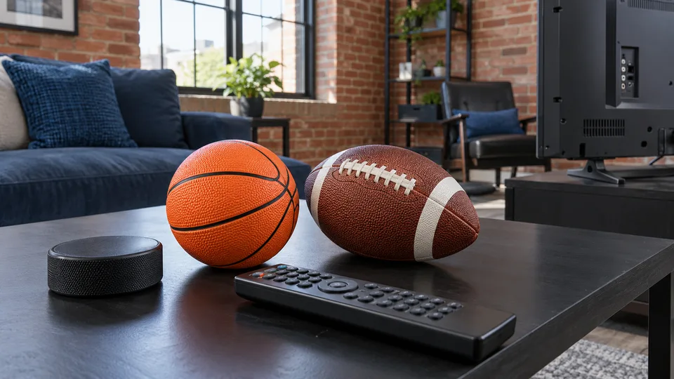 A puck, balls and remote illustrate different sports-viewing needs